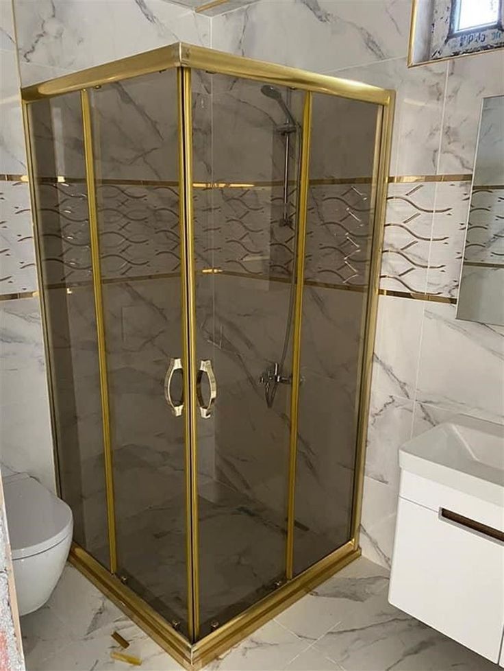 Gold PVD Black Glass Shower India